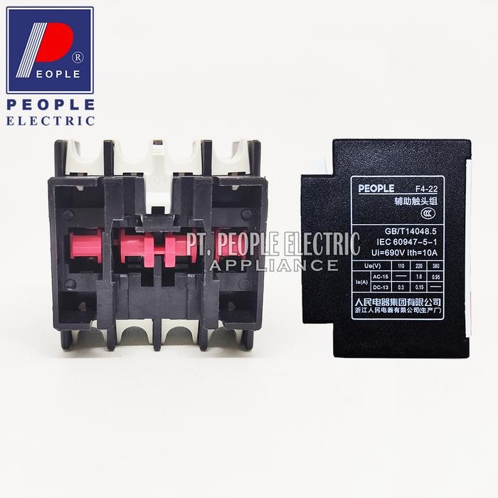 Auxiliary F4-22 Kontak Bantu Contactor Kontaktor 2No 2Nc People