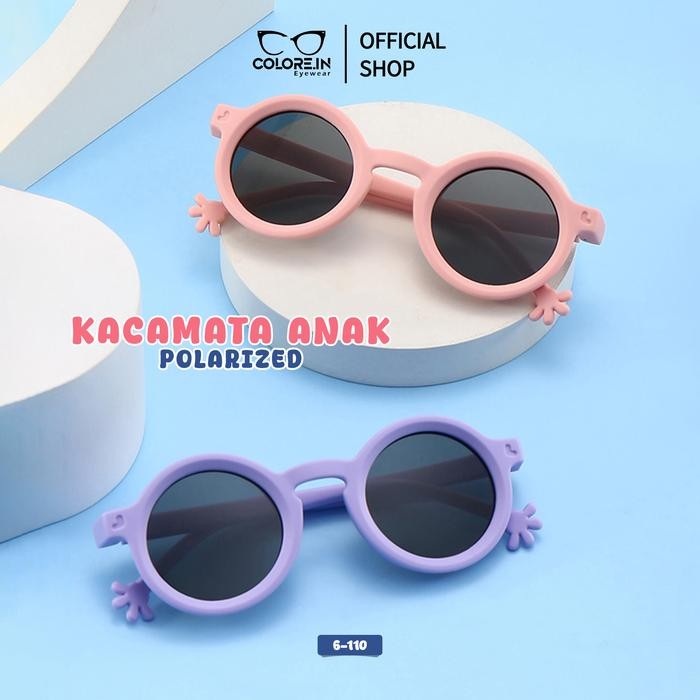 BEST SELLER Kacamata Hitam Anak Sunglasses Colore.in Bulat Polarized TR-90 6-110 - Orange, Polarized