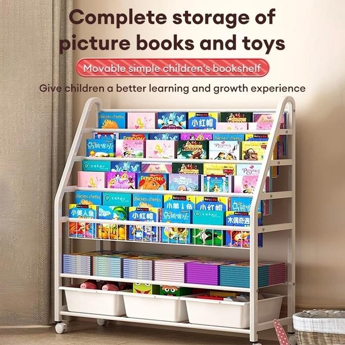 Rak Susun Serbaguna lemari buku portable rak serbaguna rak susun portable 3 - 5 Tingkat dengan