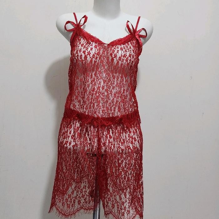 Lingerie Sexy Baju Tidur Transparan Atas Bawah Set Pendek M7 Wanita