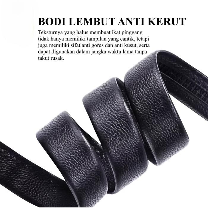 Yarrison Mebius Black Ikat Pinggang / Sabuk Pria Kulit Stainless Men Belt *