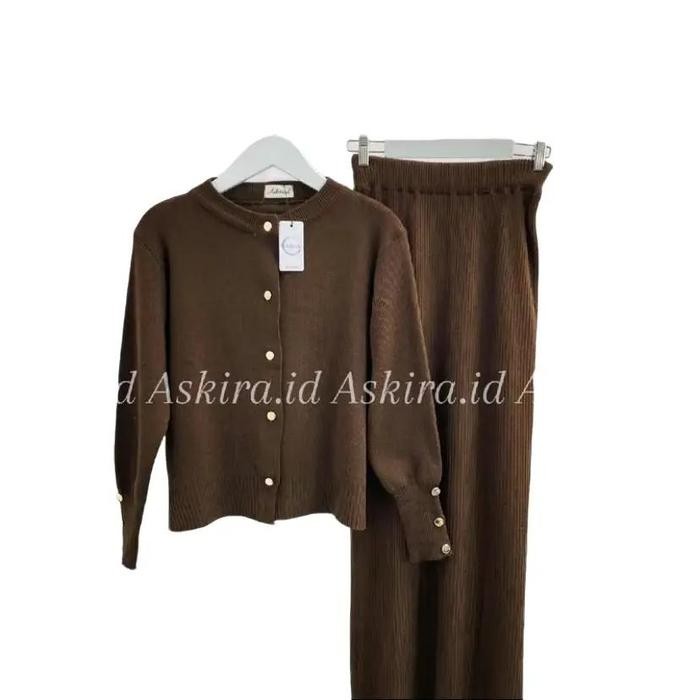 One set starla cardigan rajut dan rok rajut span premium *