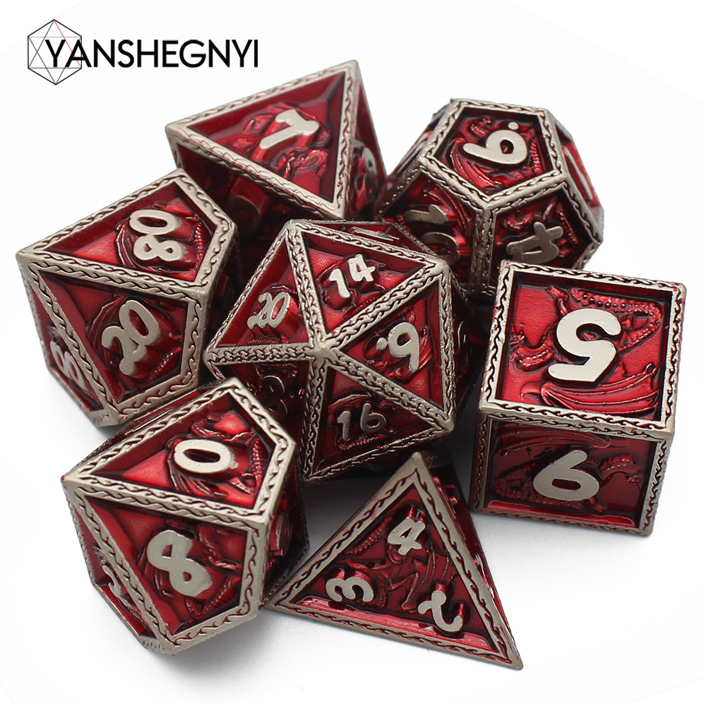 Polyhedral Dice Set for Role Playing Game, Dragon Pattern, D & D Dice, Polyhedral, Role Playing, New