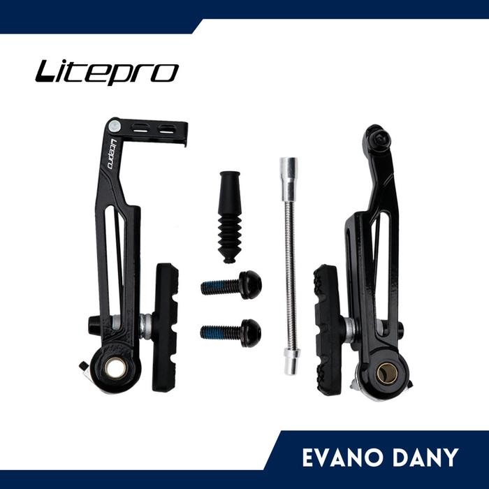 V BRAKE LITEPRO SET LONG KANVAS REM HITAM ORIGINAL QUALITY