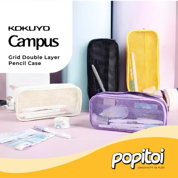 

Kokuyo Campus Grid Double Layer Large Pencil Case Kotak Pensil