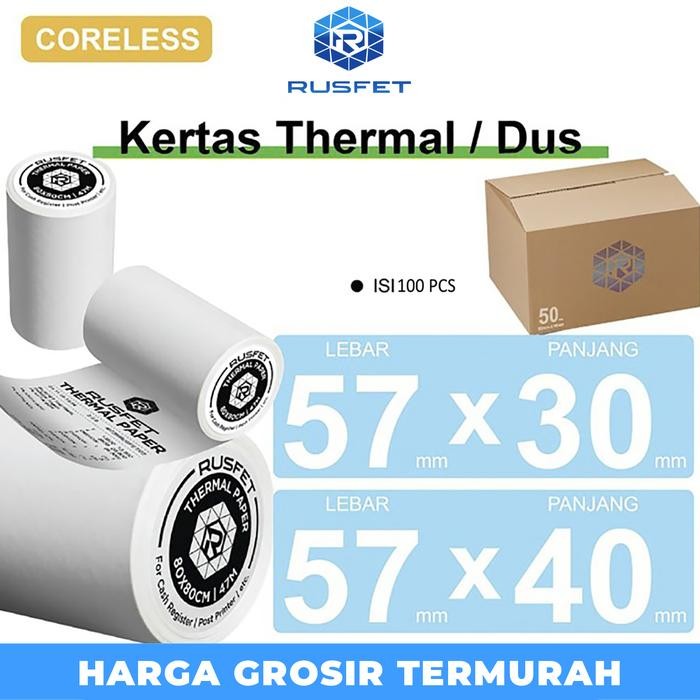 

Kertas Thermal Coreless Kertas Printer Resi Barcode POS DUS