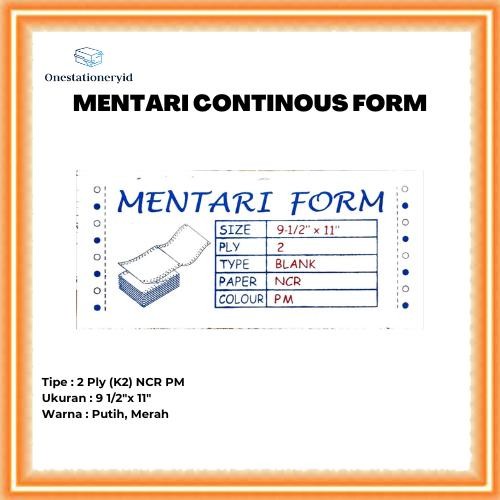 

Kertas Continuous/Continous Form 2 Ply, 2 Rangkap K2 NCR Putih Merah