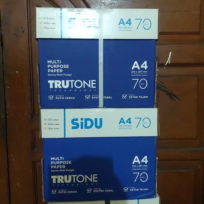 

SiDU Kertas Foto Copy A4 70 Gram Sebox 5 Rim Multi Purpose Paper Putih Cerah Ekstra Tebal Cetak
