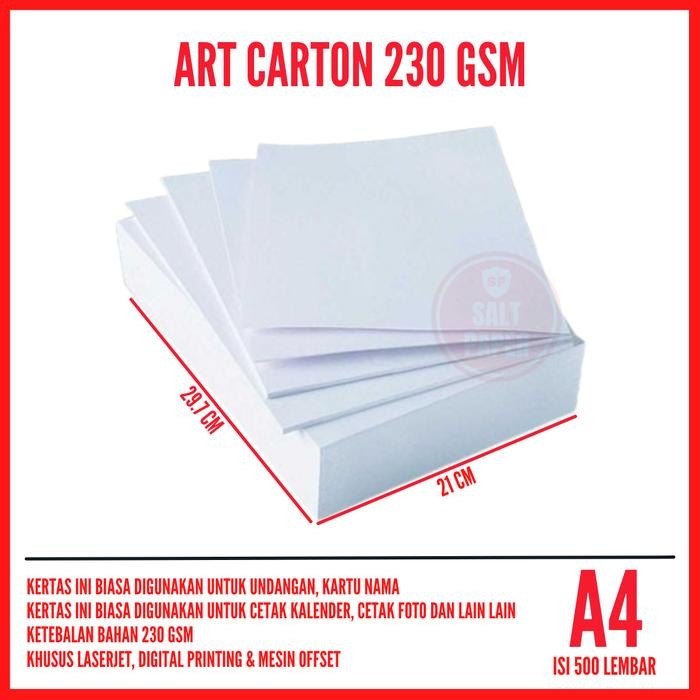 

Art Carton 230 gsm A4 isi 500 lembar / Art Carton A4 230 gr