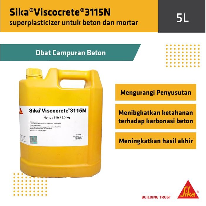 

Stok Baru Sika Viscocrete 3115N obat campuran semen beton instan serbaguna 5L