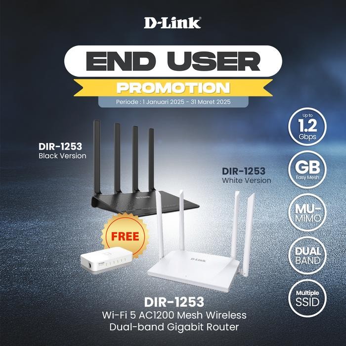 DLINK DIR-1253 AC1200 MU-MIMO MESH WIRELESS GIGABIT ROUTER