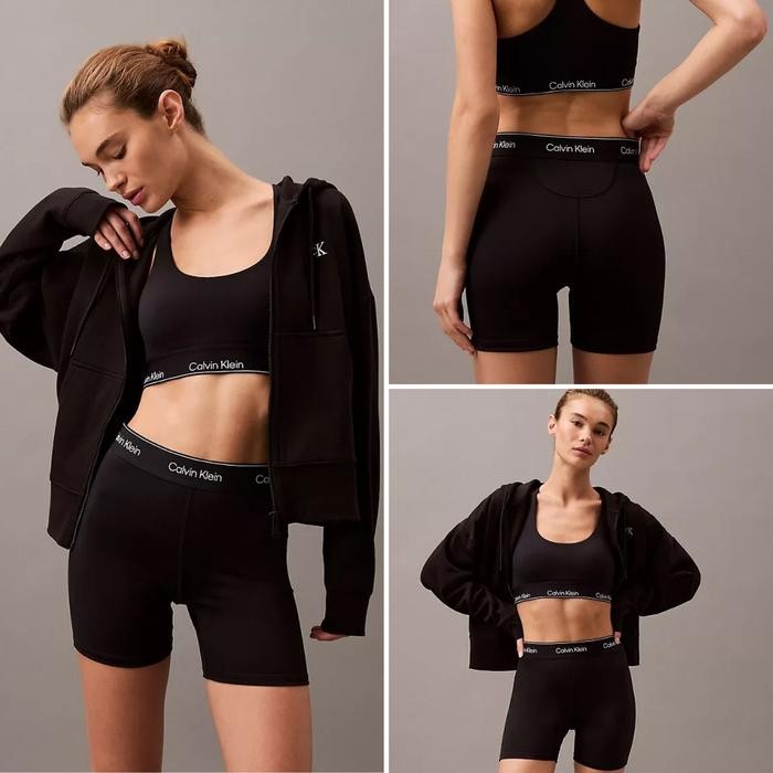 Calvin Klein Celana Pendek Wanita Modern Sport Solid High Waist Bike Shorts Hitam Size S Terbaru
