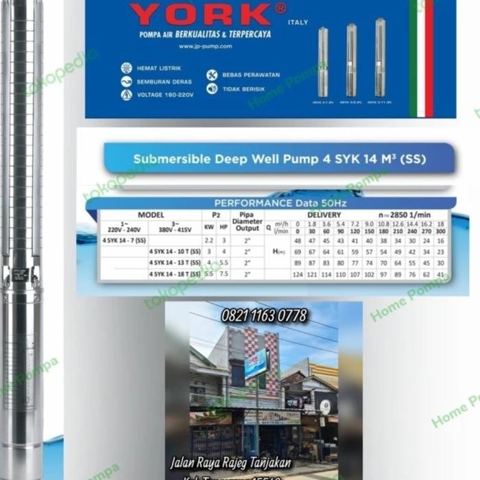 ready POMPA SATELIT YORK 7.5HP 3PHASE 4INCH 4SYK14/18T