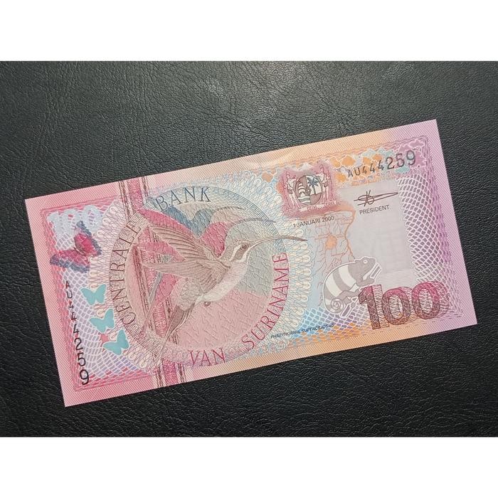 Uang Kertas Asing 777 - 100 Gulden Suriname Tahun 2000 (Unc)