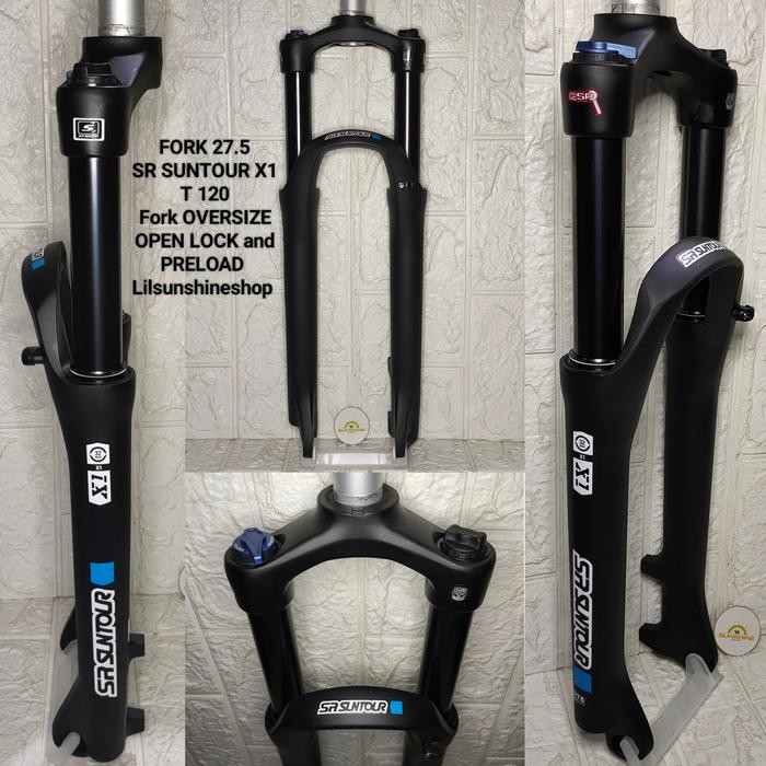 Best seller Fork MTB 27.5 SR SUNTOUR X1 Alloy Steertube Oversize 28.6mm T120 Suspension With LOCK