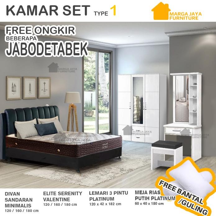 Kamar Set Elite Serenity Valentine Lemari Meja Rias Minimalis Ranjang *