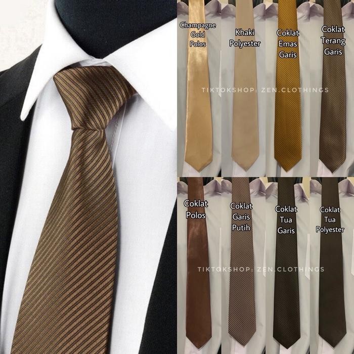 Dasi Coklat Tua Cokelat Muda Khaki Coklat Susu Coksu Mocca Pria Ikat Manual Panjang Dewasa Warna