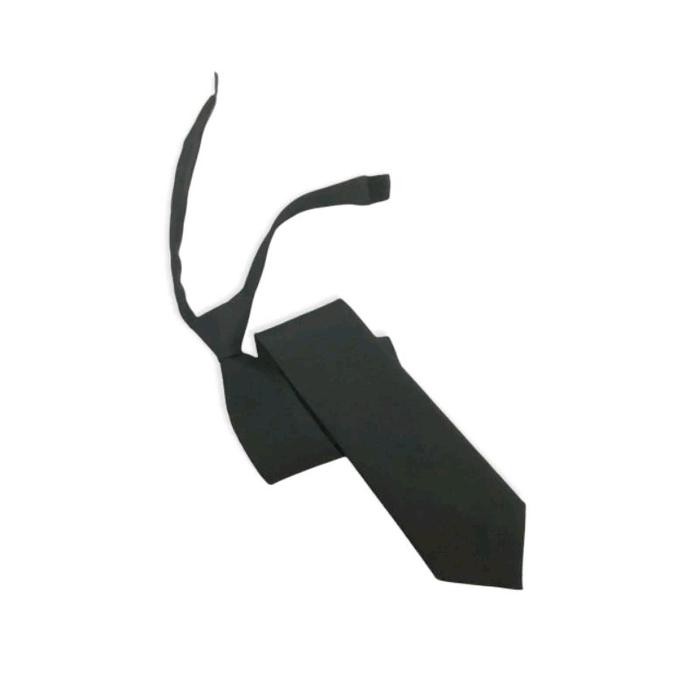 Dasi Polos Warna Warni Perekat Langsung Pakai Unisex Kain Satin Mengkilap - Dasi Merah Hitam Maroon