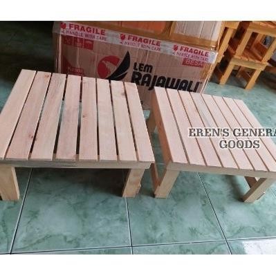 TERMURAH Meja Lesehan Kotak / Kursi Kayu Pendek Minimalis Berkualitas *