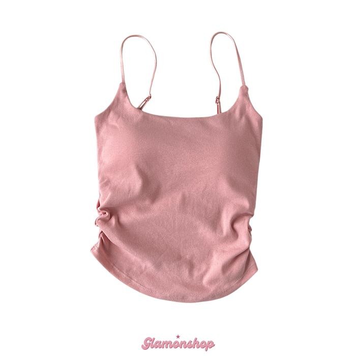 Glamonshop BR474 Tanktop Bra With Cup Bh Singlet Polos Atasan Wanita Croptop Katun Cewek Panjang *