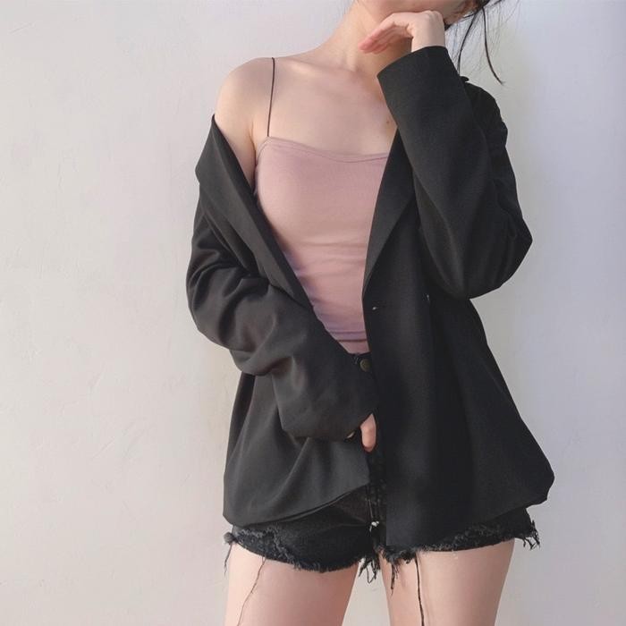 Lady.luxee BR361 Baju Tanktop Bra With Cup Bh Singlet Wanita Atasan Panjang Wanita Kekinian *