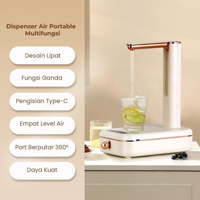 Dorahomi - Pompa Air Minum Galon Meja Water Pump Lipat Electric Baterai Cas Otomatis Tanpa Kabel