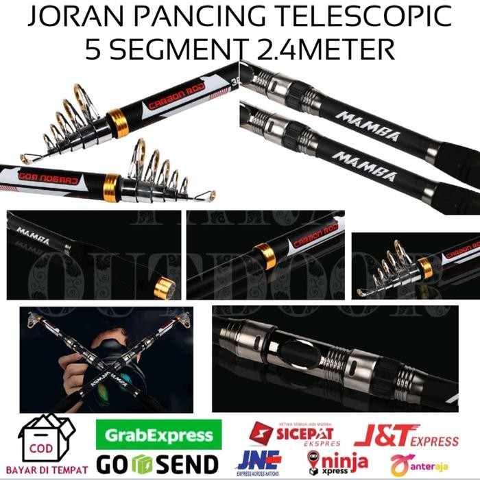 joran pancing jarbon bagan laut 2.4m 5 segment