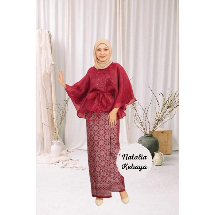 Atasan Organza Batwing Blouse Organza Pesta/Kondangan Organza Full Furing ~Natalia Kebaya