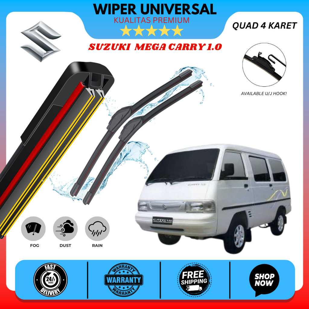 Wiper 4 Karet Mobil Suzuki Carry 1.0 Kaca Depan Satu Set Kiri Kanan