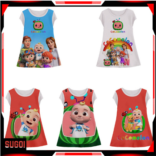 Dress Anak Animasi Motif Cocomelon Baju Anak Perempuan Usia 1-12 Tahun | SUGOI