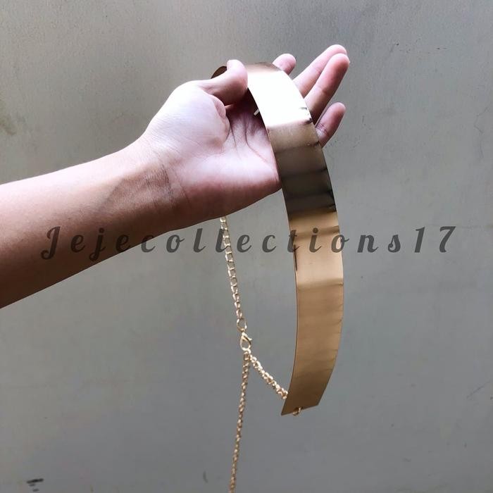 Belt Full Plat Rantai Gold 3 Cm - Ikat Pinggang Wanita