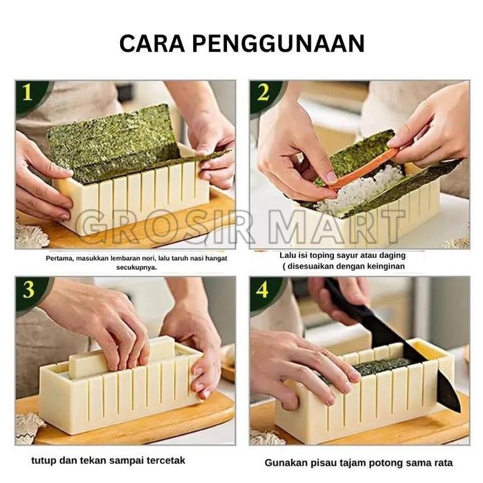Cetakan Sushi Gulung Roll Motif Bulat Kotak Hati Roll Cetakan Sushi Maker Otomatis Praktis Set