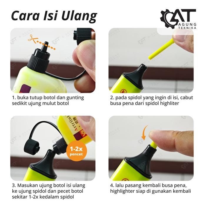 Tinta Isi Ulang Spidol Stabilo Highlighter warna Orange 25cc