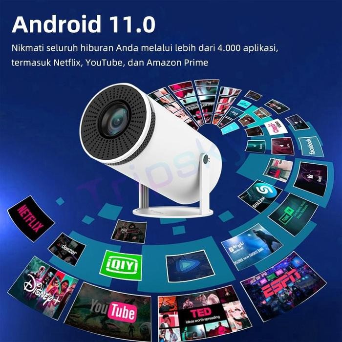 FES4 Tripsky Hy300 Projector Portabel Proyektor Mini 4K Wifi Proyektor Tv 1200 Lumen Layar