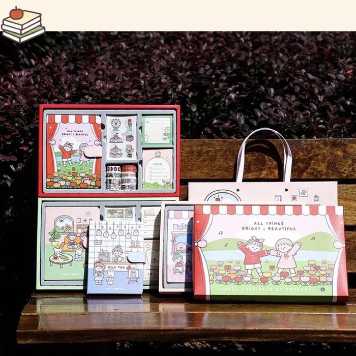 

I77W Cute Diary Book Set Korea Style Cute Stickers Set Buku Catatan Harian