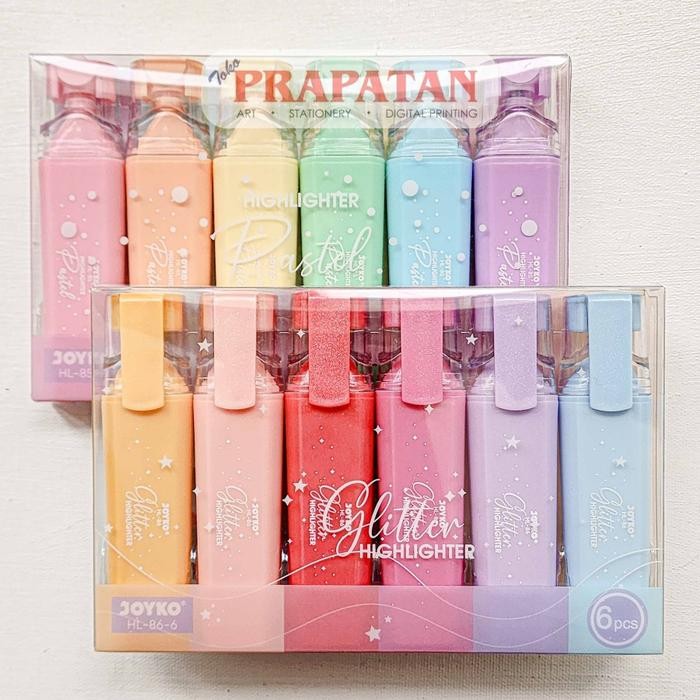 

I77W Joyko Hl-85~86 Highlighter Glitter Pastel Set 6 Penanda Warna