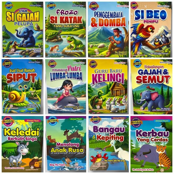 

1 Paket Isi 10 Buku Cerita Anak Seri Kisah Fabel Edisi Bilingual 2 Bahasa Bergambar Full Color