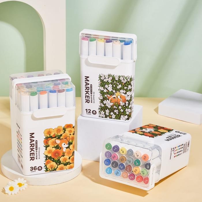 

I77W Spidol Permanen Warna Warni Double Head / Art Marker Premium Stationery