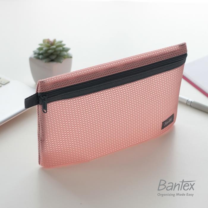 

I77W Bantex Musky Pink Zipper Storage Pouch Handbag Pencil Case #8108 74