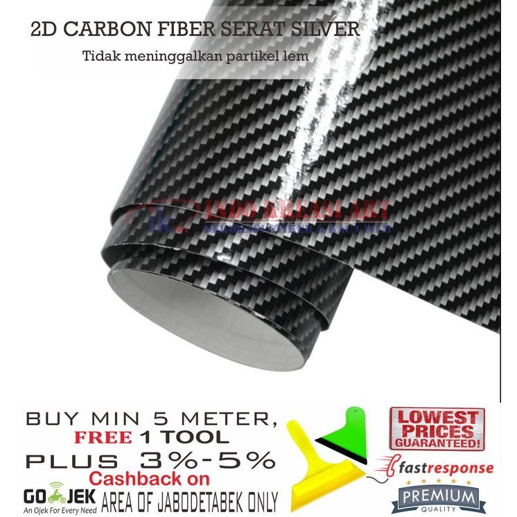 ID'' STICKER MOBIL 2D CARBON GLOSSY STIKER KARBON SERAT SILVER BUKAN 6D 5D