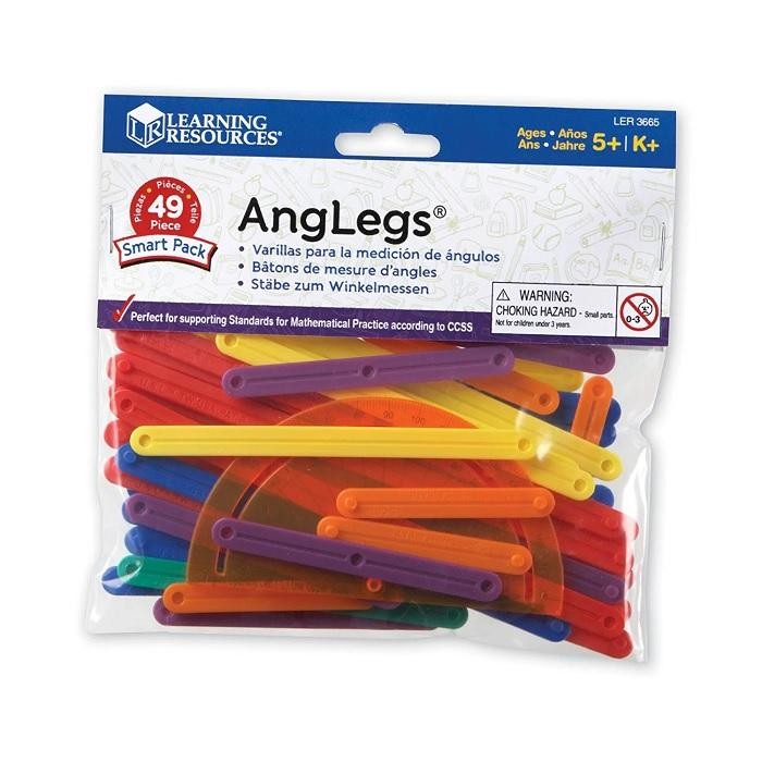 

X689 Learning Resources Anglegs Smart Pack (Set Of 49) Hands-On Geometry Set, Set Geometri