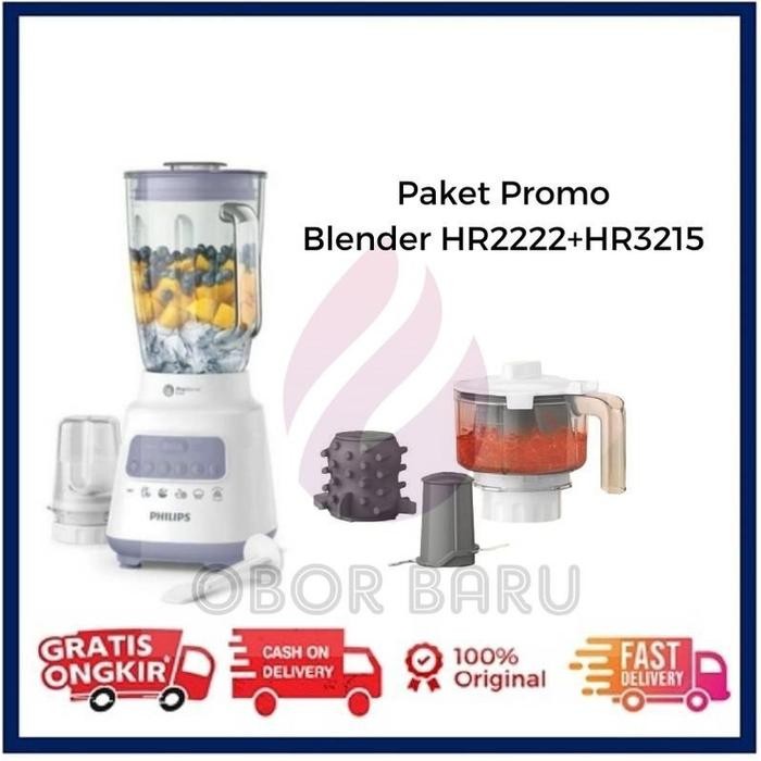 Philips Bundling Blender Kaca 2L HR2222 Abu + Chopper