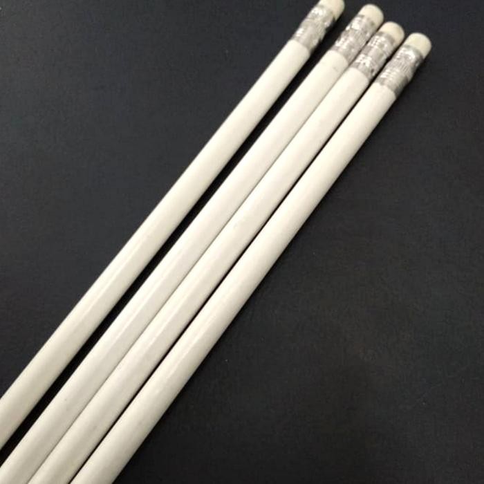 

X689 Pensil Putih Polos Penghapus Murah, Pensil Bulat Putih Murah