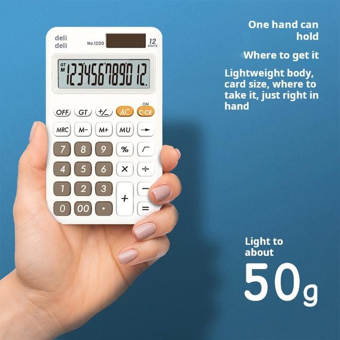 

X689 Deli Desktop Calculator / Kalkulator Meja Mini Portable Dual Power Lucu 1200