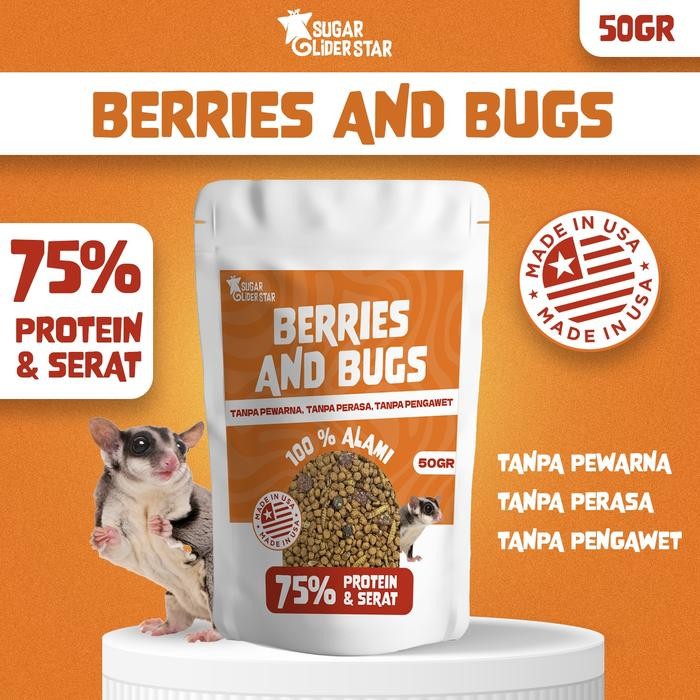 Berries & Bugs : Makanan Pellet + Serangga + Buah Kering Sugar Glider