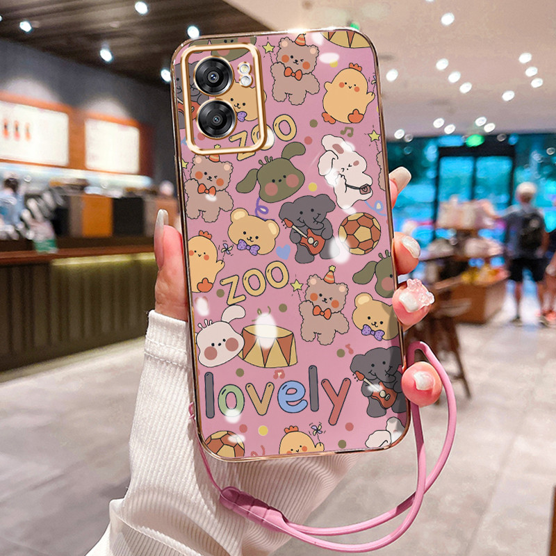 Casing Hp Untuk OPPO A57 2022 A77 2022 A57s A57e A77s Case Casing Splicing Bear Coated Silikon HP Ka