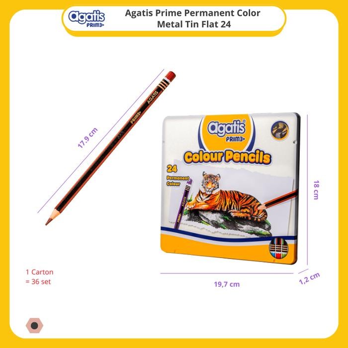 

Pensil Warna Permanent Agatis Prime Square Flat Metal Tin 24 Warna
