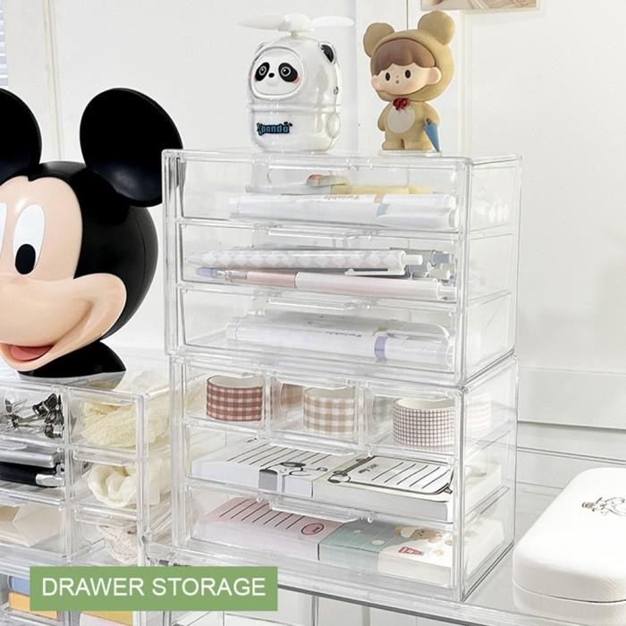 

Transparant Desk Set Organizer Tempat Alat Tulis Kantor Rak Drawer Atk