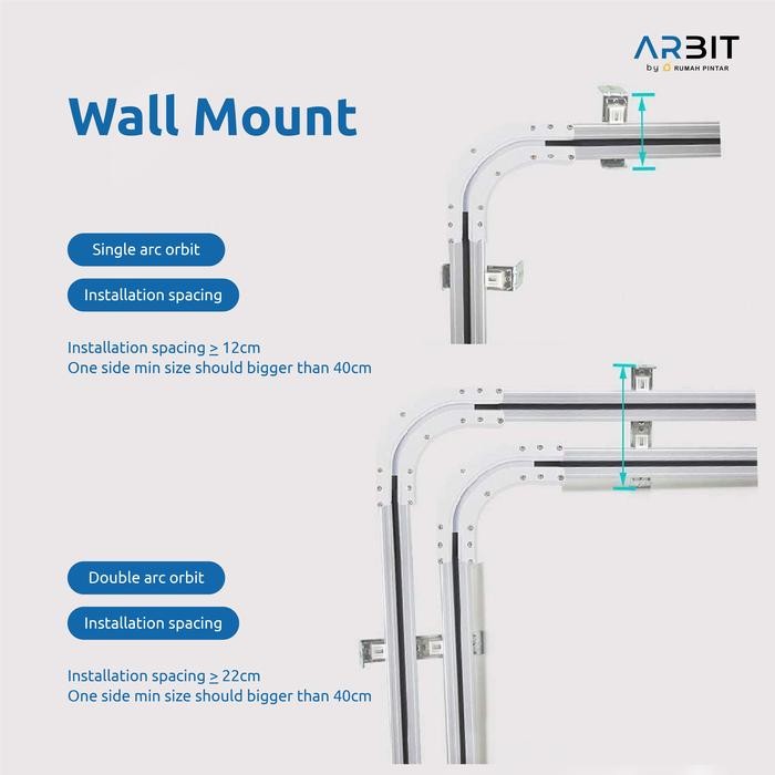 ARBIT Railing Siku Melengkung 135 Derajat untuk ARBIT Smart Curtain