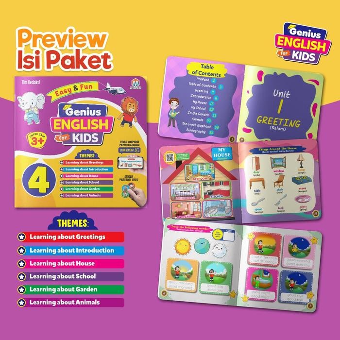

(ISI 4 BUKU DAN BONUS) BUKU BAHASA INGGRIS ANAK 4 TAHUN - PAKET GENIUS ENGLISH FOR KIDS - SOFT COVER